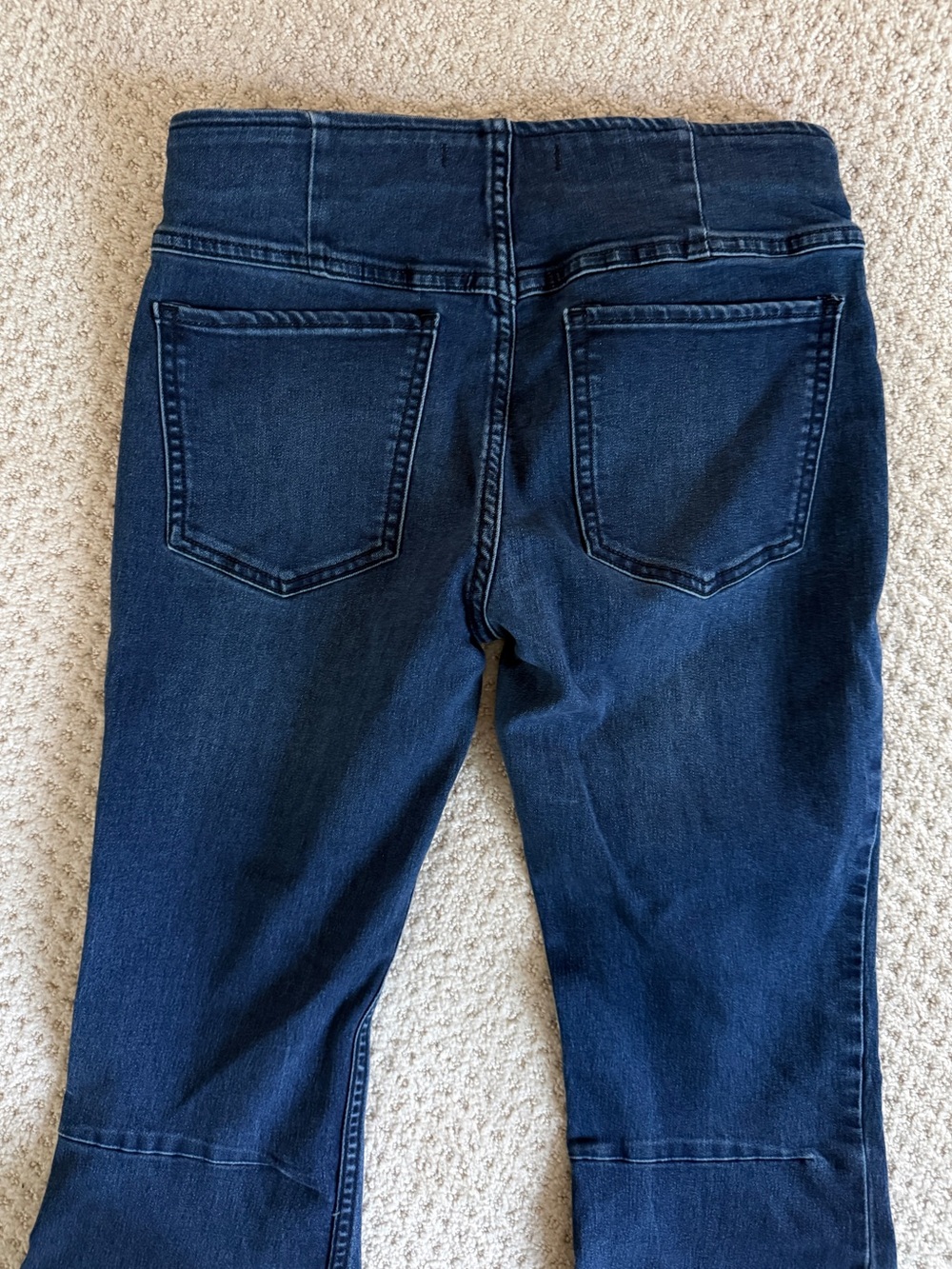 Free People Women's Dark Blue Flare Jeans Elastic Waist 27 - Picture 5 of 7